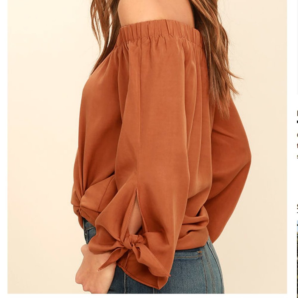 Gentle Devotion Rust Orange Off-The-Shoulder Top - image 2